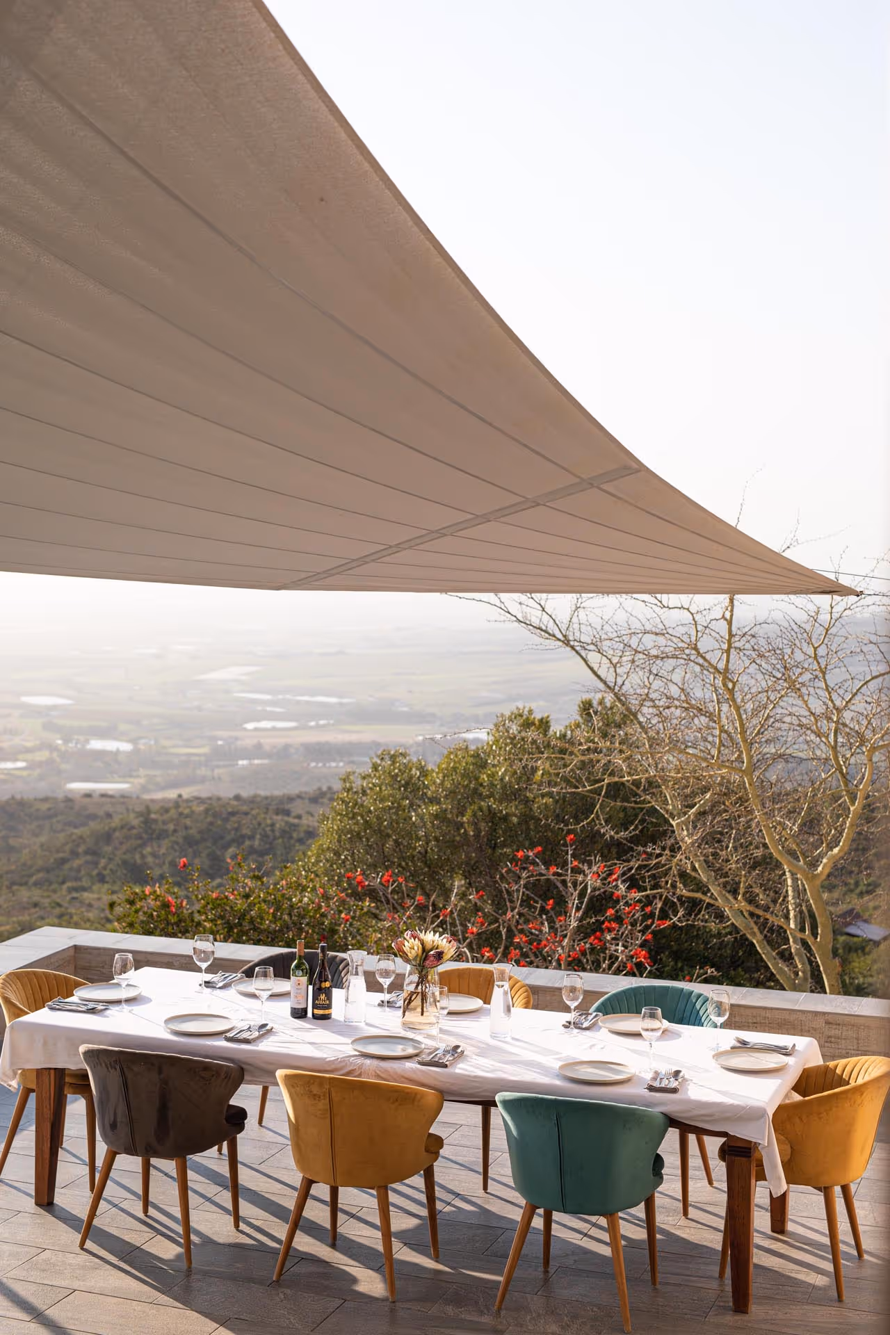 A great view from the terrace into the wide countryside.