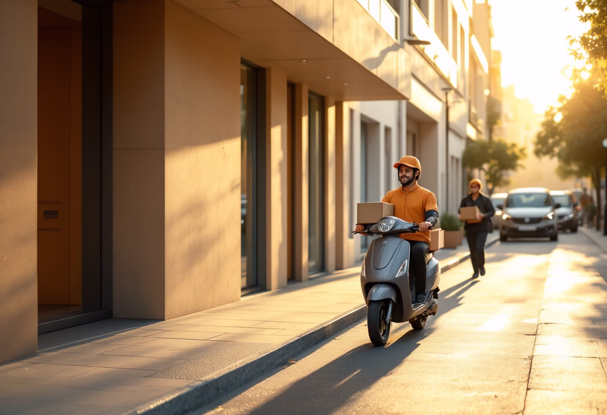 [background image] image of urban street scene for a courier & delivery service