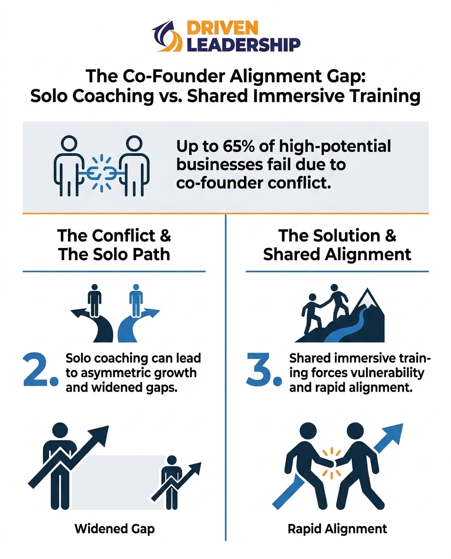 The Co-Founder Alignment Gap: Solo Coaching vs. Shared Immersive Training