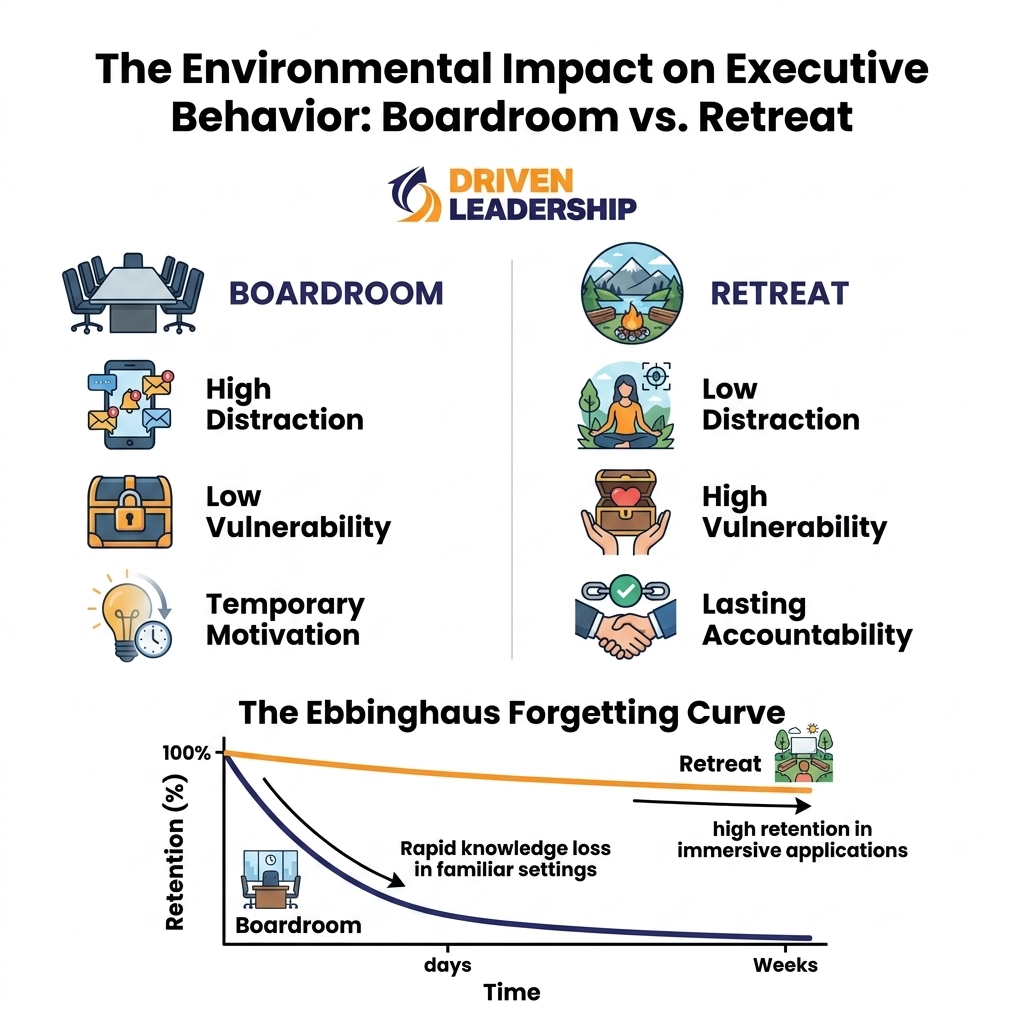 The Environmental Impact on Executive Behavior: Boardroom vs. Retreat