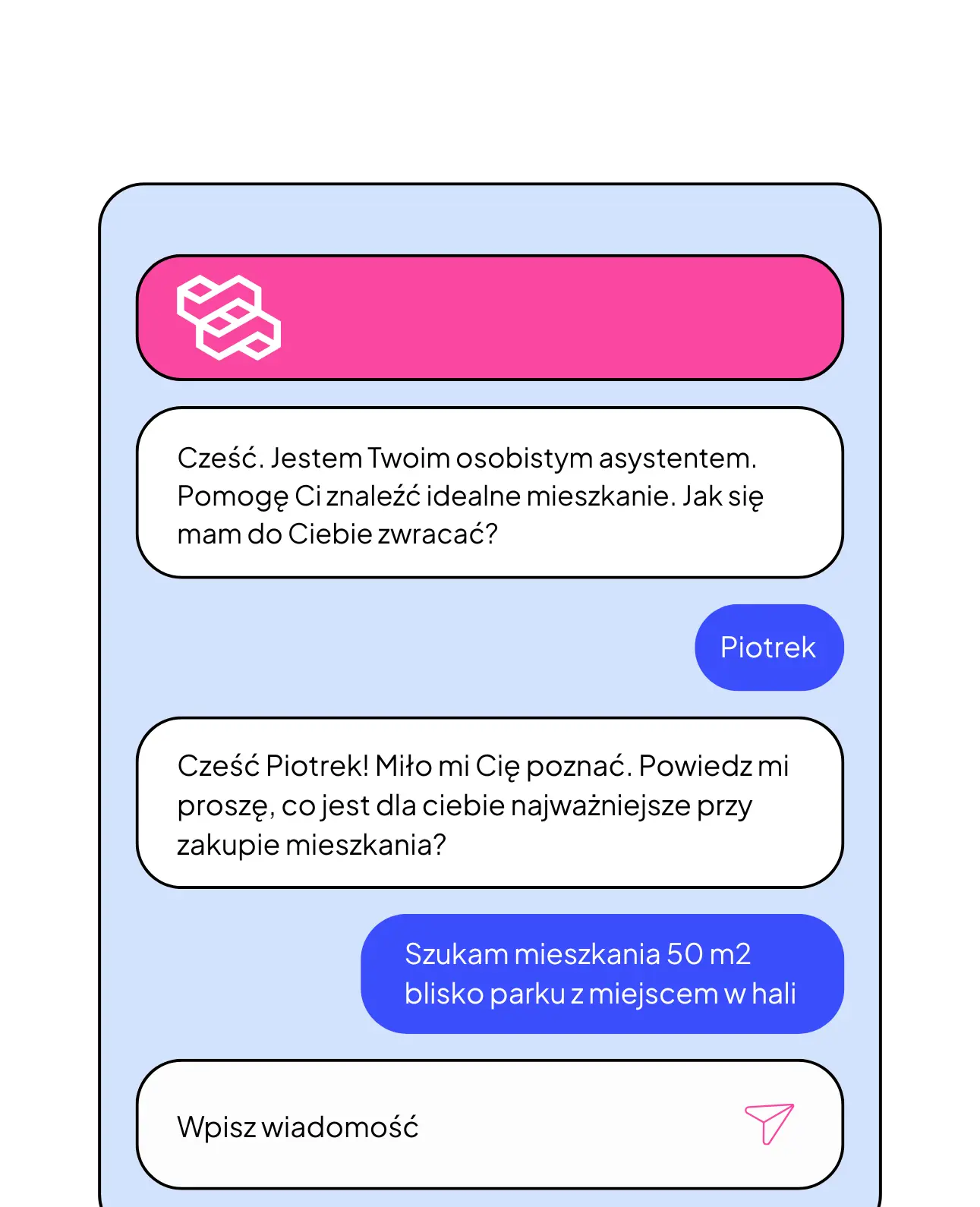 Chatbot AI lantriq odpowiadający klientowi na stronie inwestycji