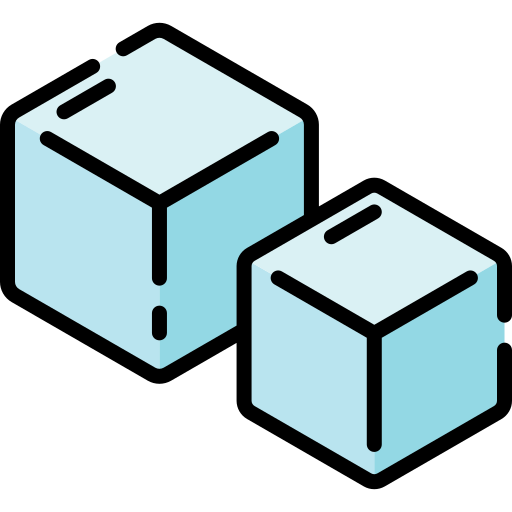 Clear ice cube icon representing crystal clear ice production