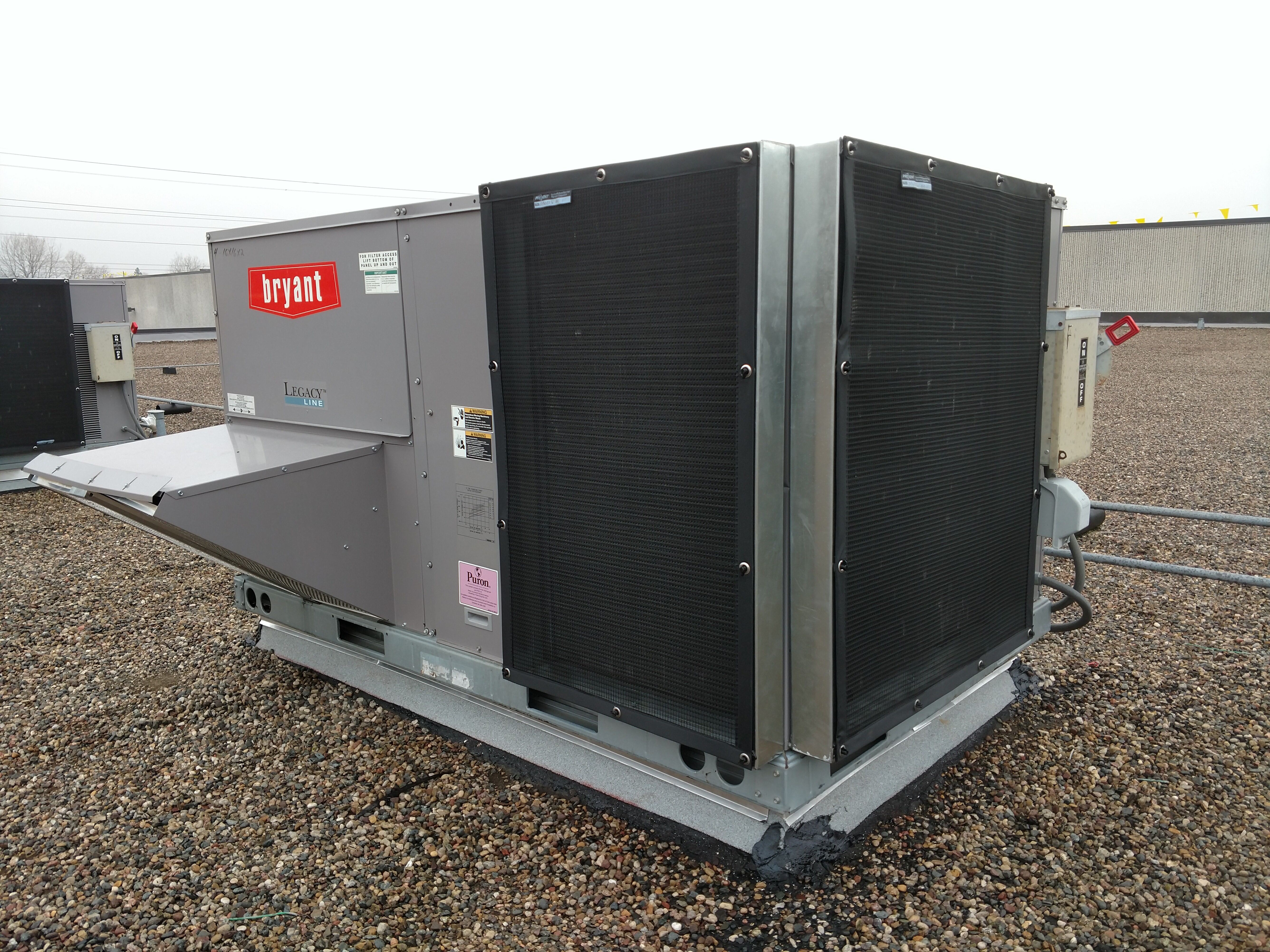 Large chiller installation showing major commercial HVAC project with professional installation and prevent screen protection