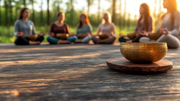 Couple of person sitting and doing yoga