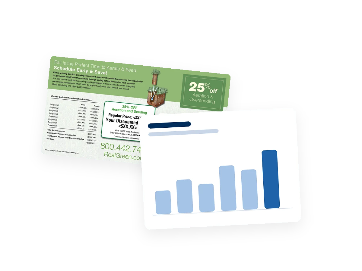 Sample postcard with a campaign response chart