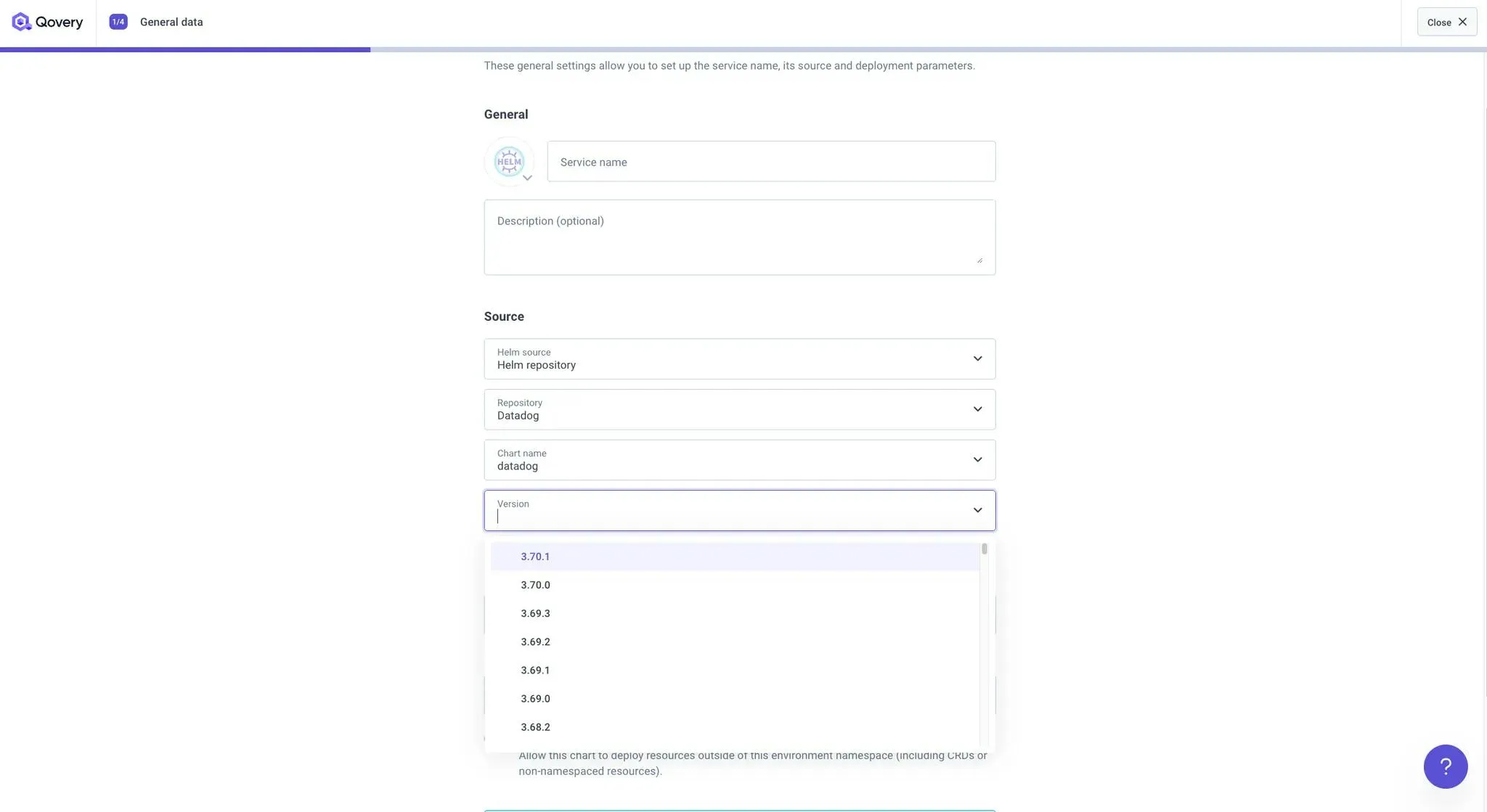 Easily select Chart name and version