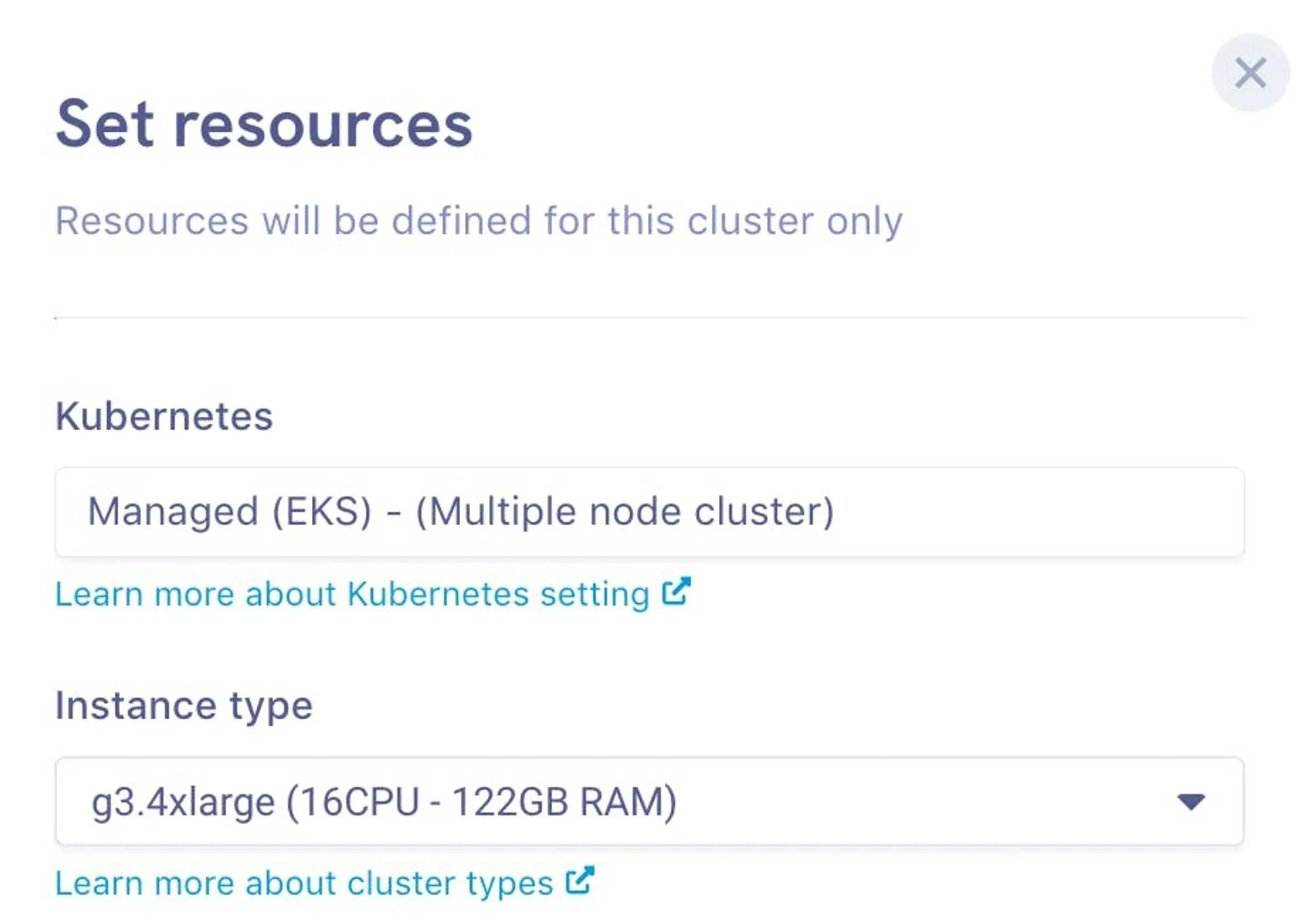 Instance Type Choice Panel