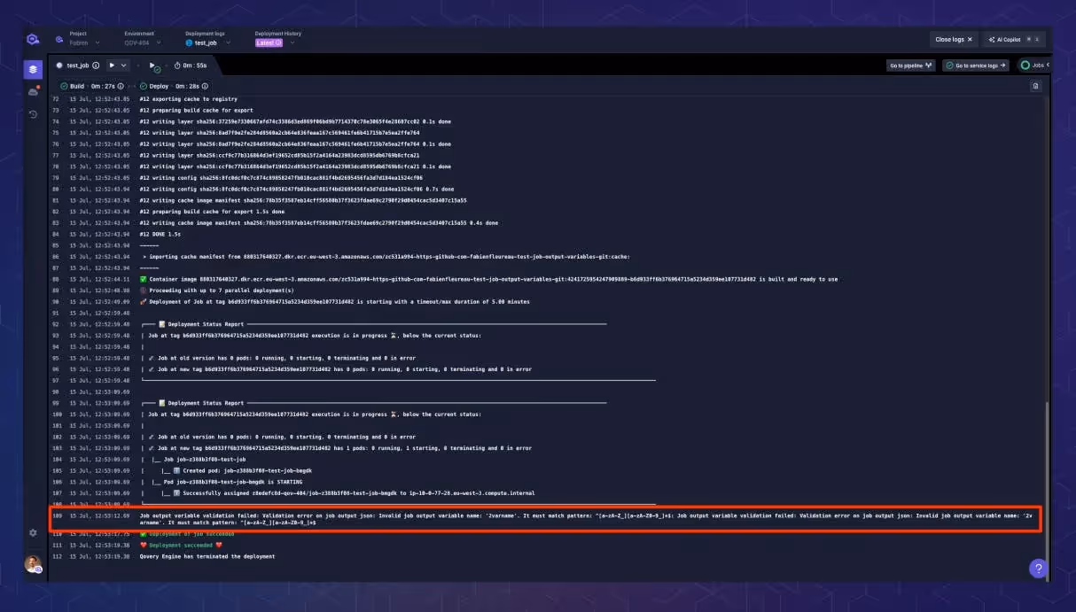 Job output validation