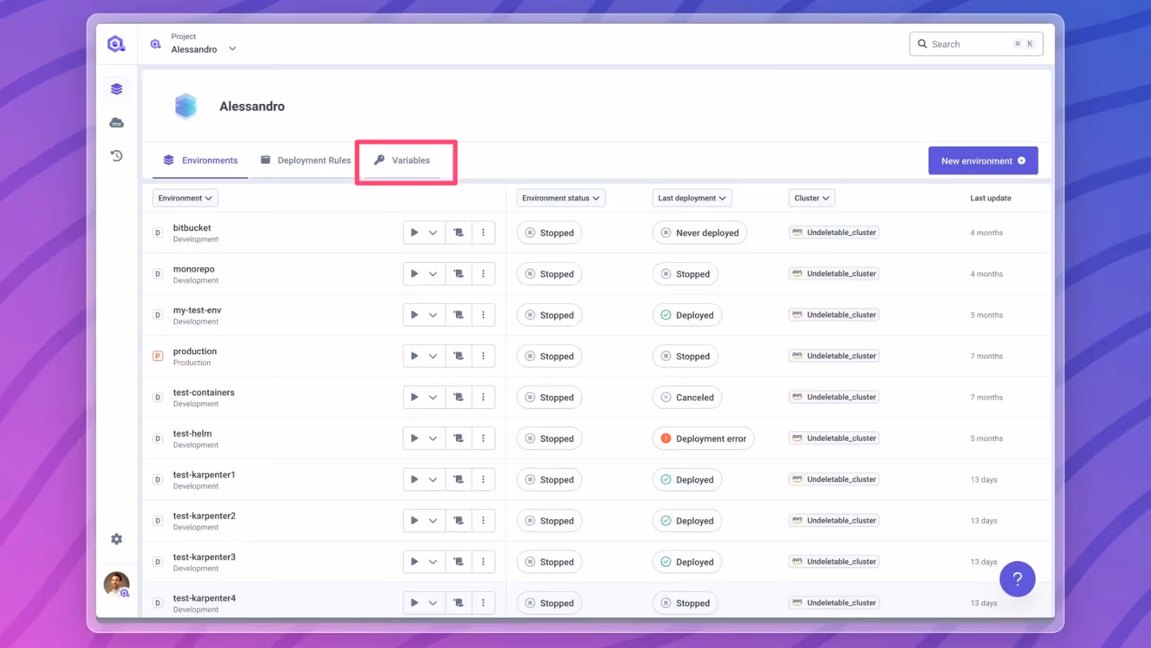 Environment variable access