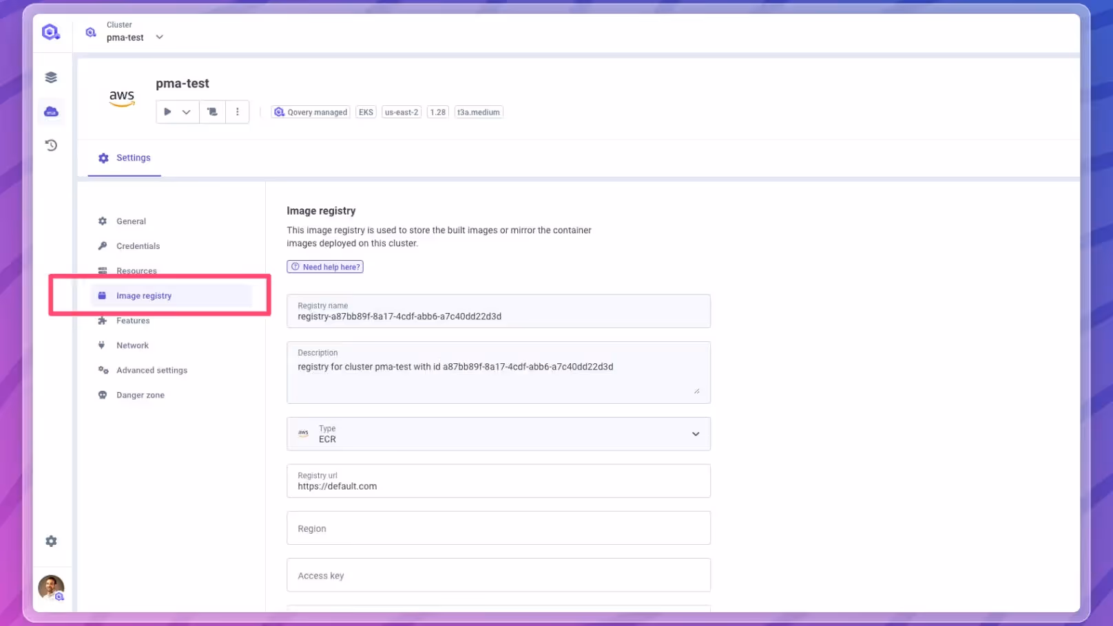 Mirroring registry in cluster settings