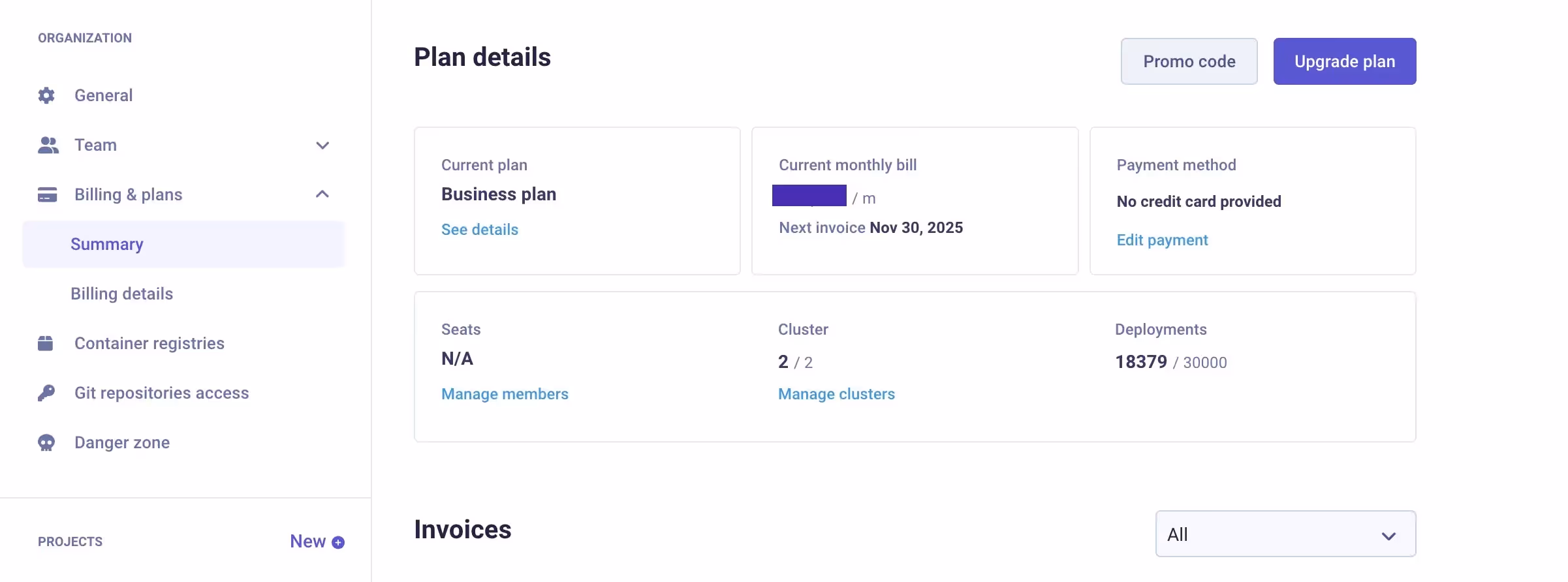 Billing and Plan page on the V3