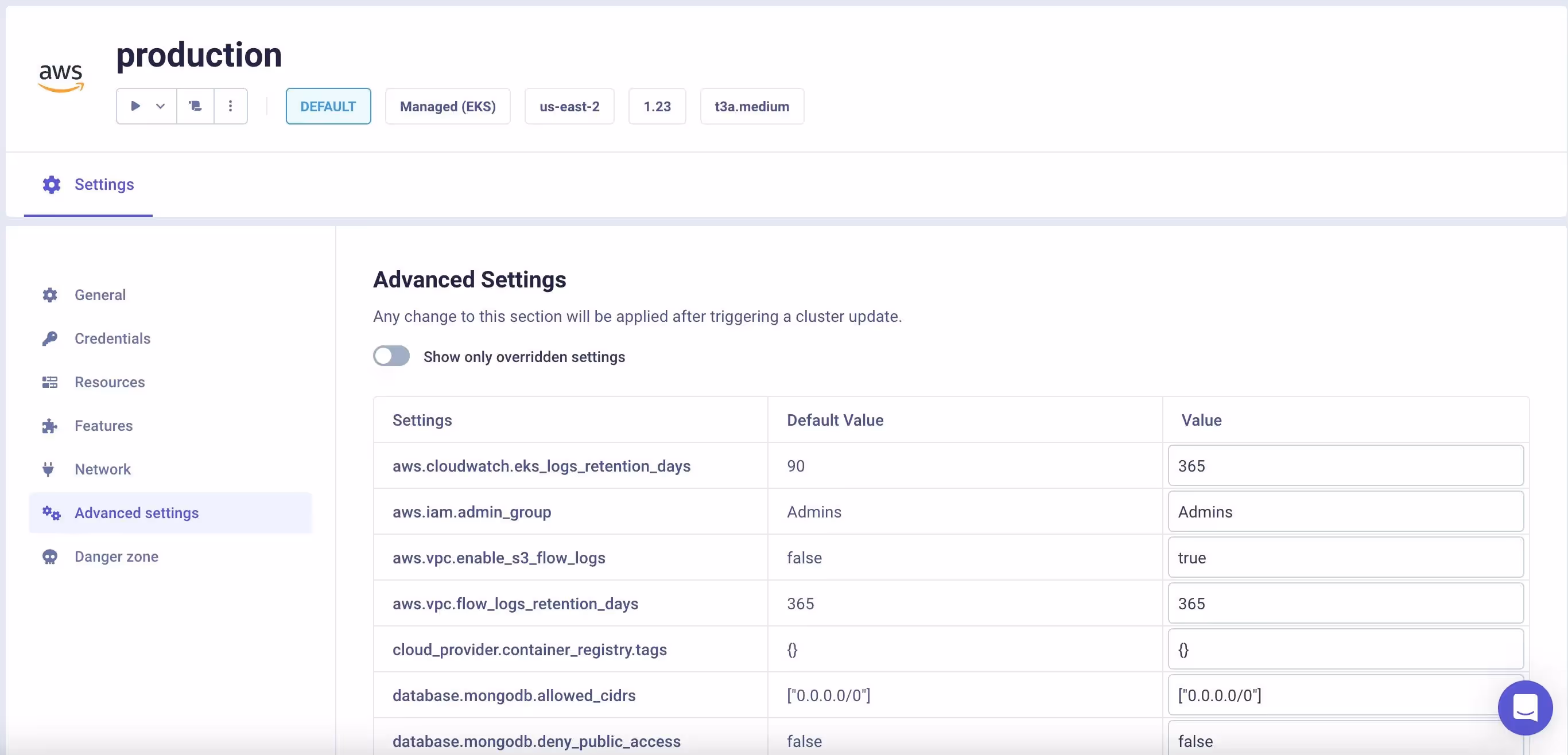 Advanced Settings on the V3 Interface