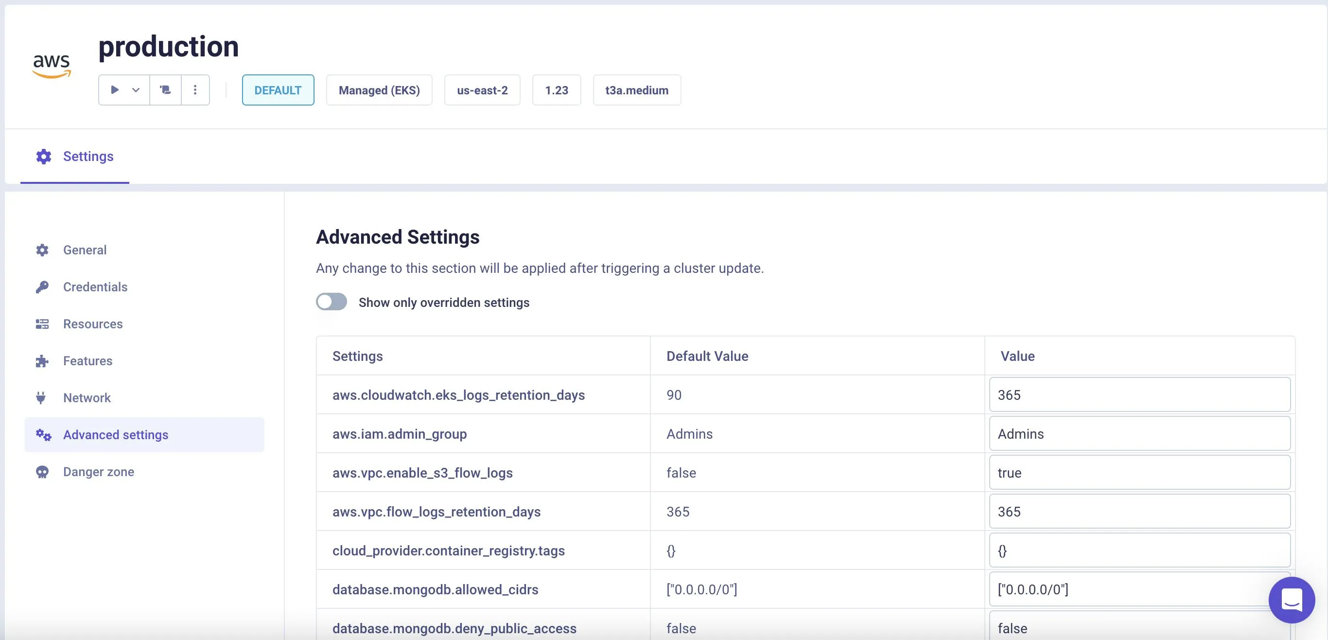 Advanced Settings on the V3 Interface