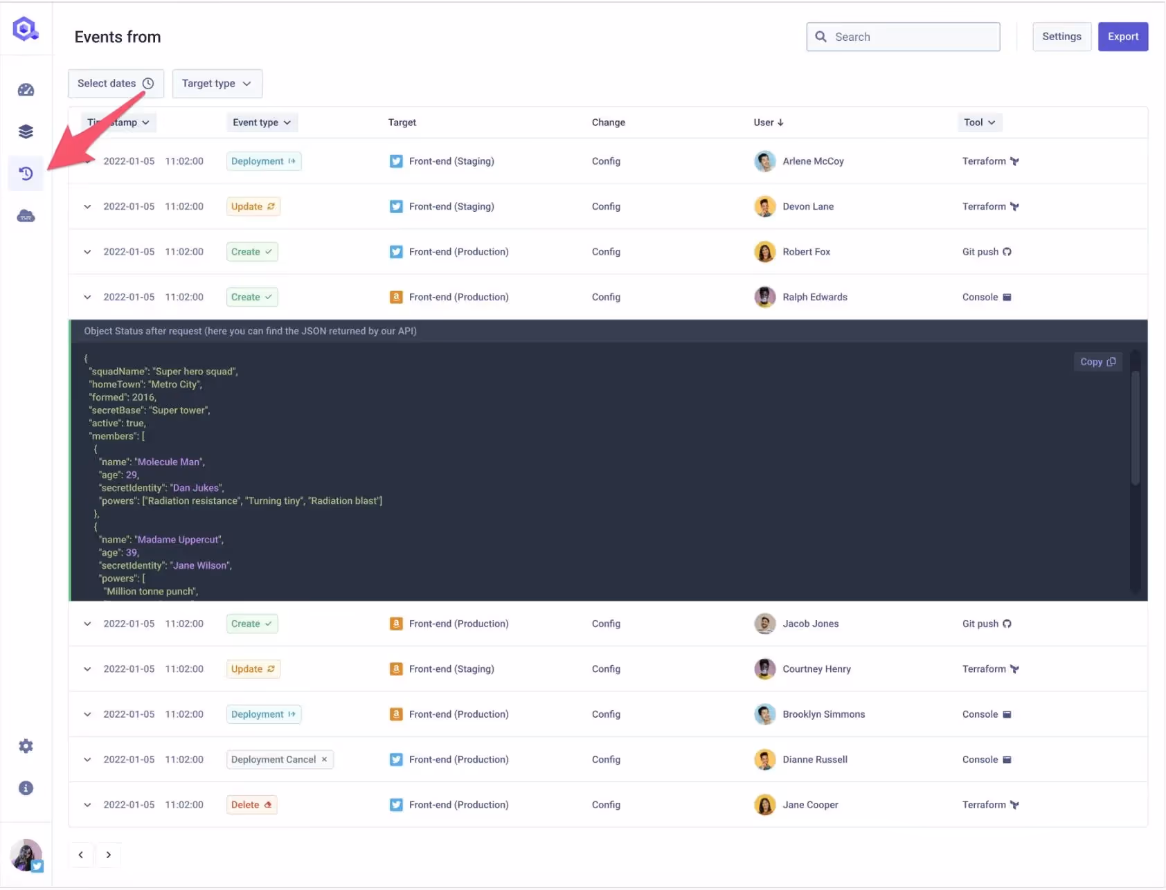 Audit Logs in the Qovery console