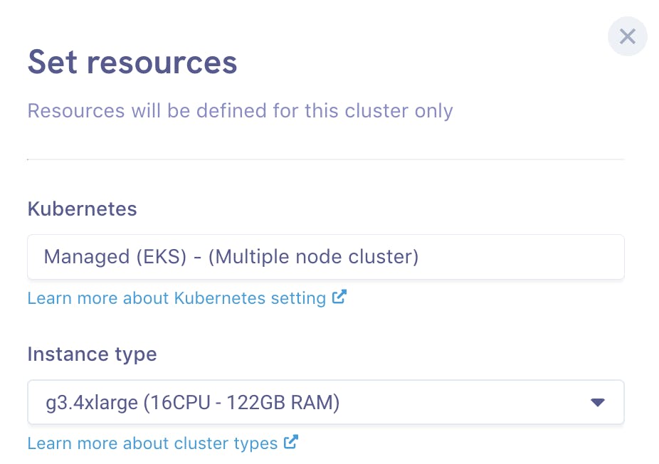 Instance Type Choice Panel