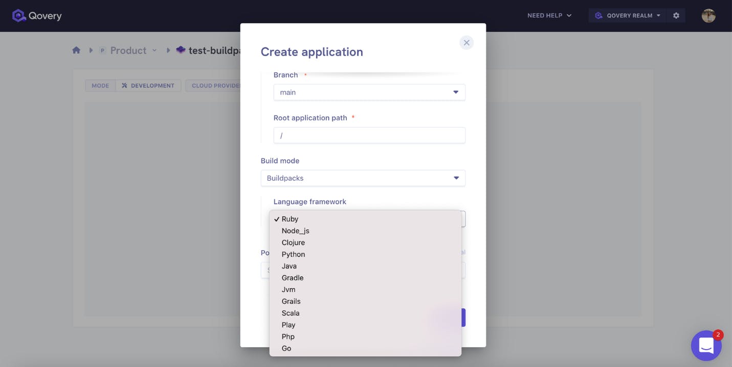 Specify buildpack language