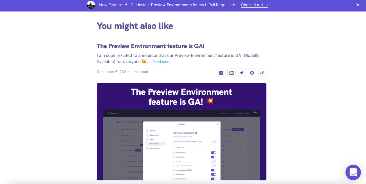 Recommandation on the article page