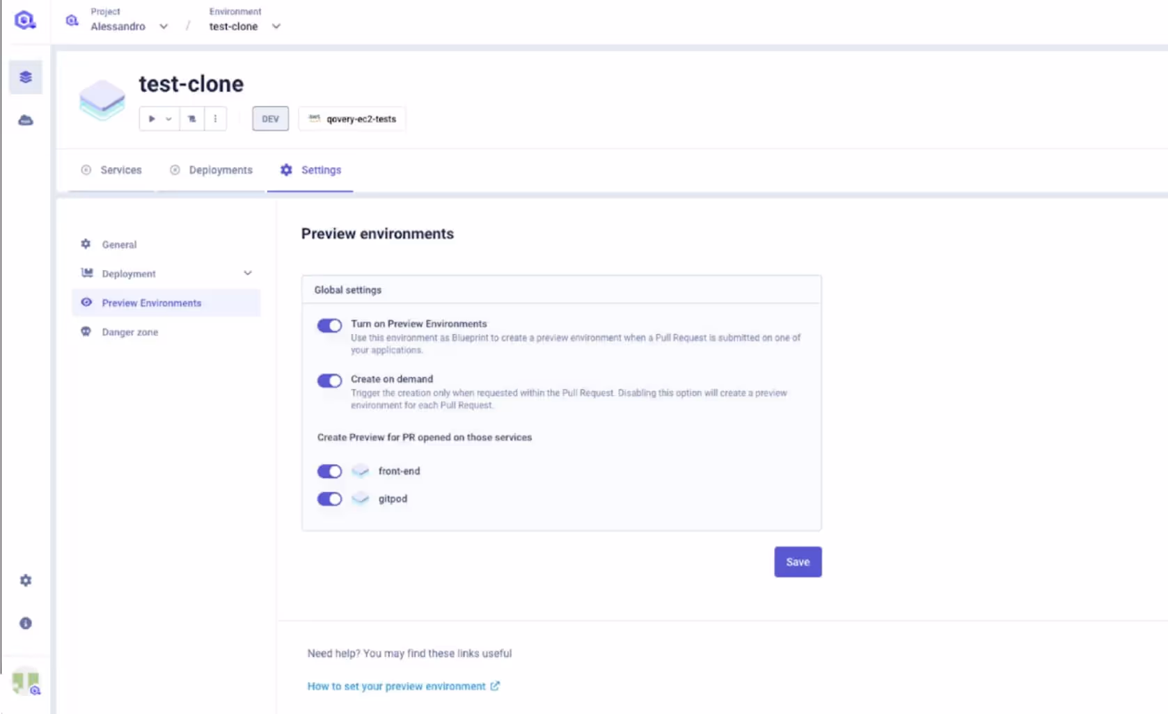 Ephemeral Environments on Qovery
