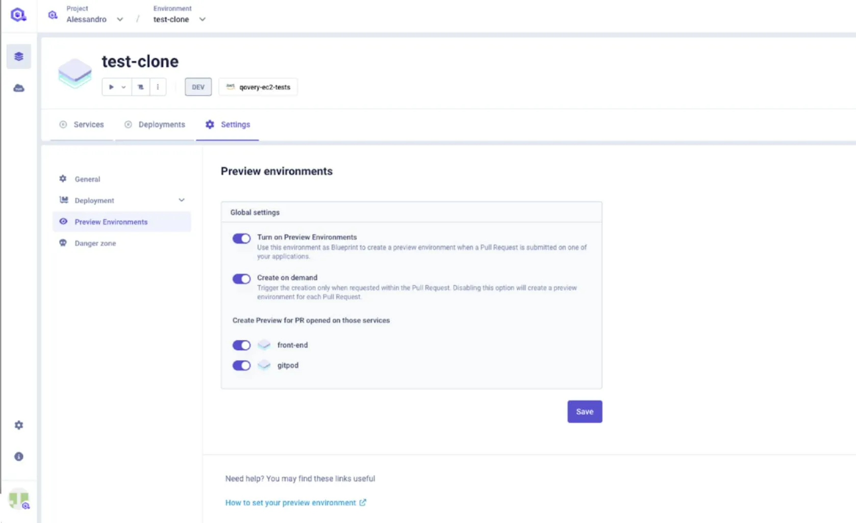 Ephemeral Environments on Qovery