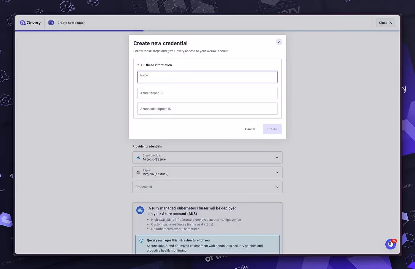 Set your Azure credentials on Qovery