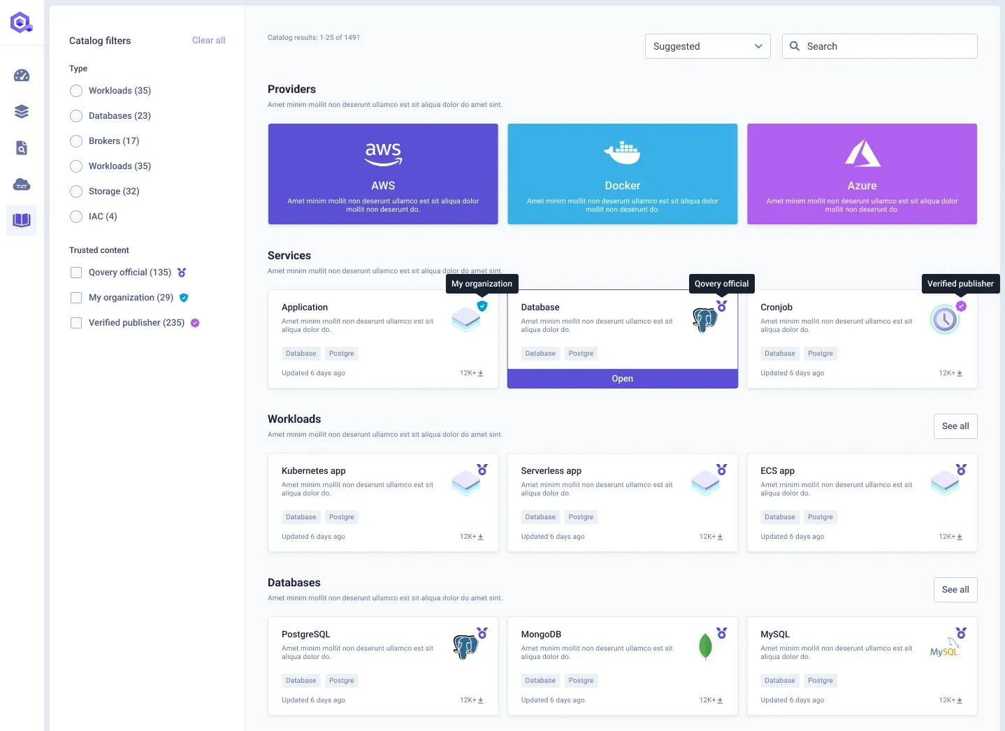 Service Catalog Page