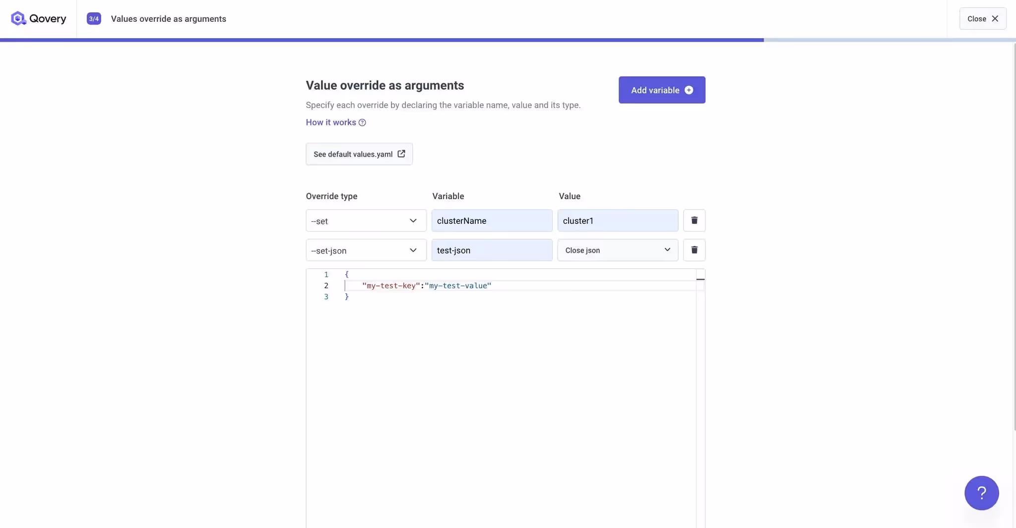 Override as arguments