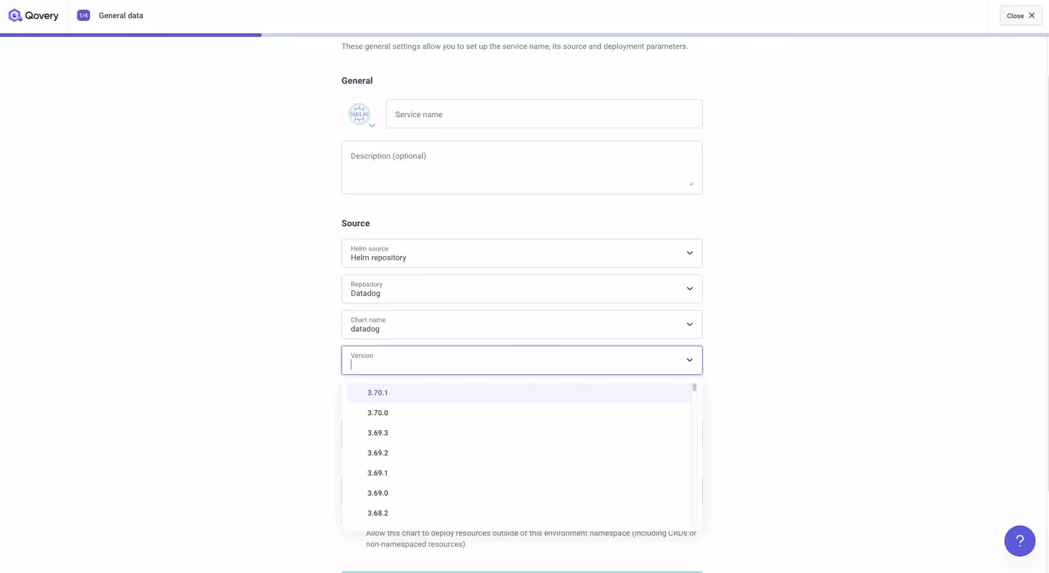 Easily select Chart name and version