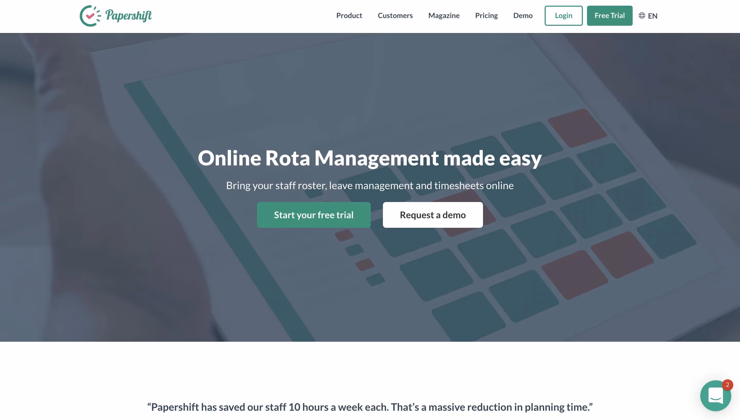 Papershift's website