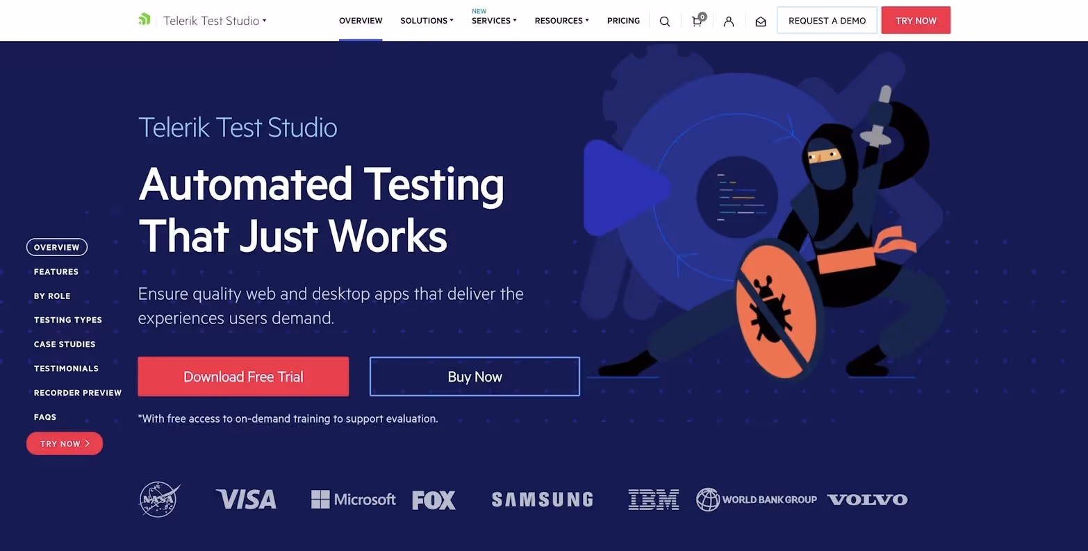 Telerik Test Studio Home Page