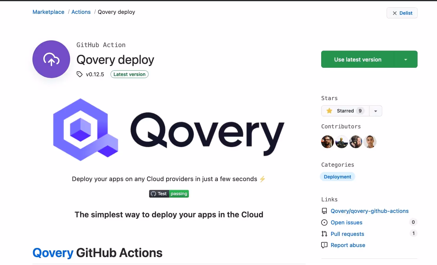 Qovery Github Actions available on the Marketplace