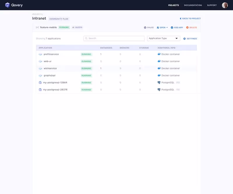 Qovery web interface mockup