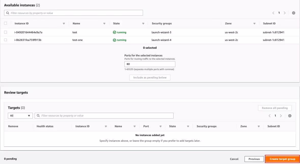 Instances and Target Group