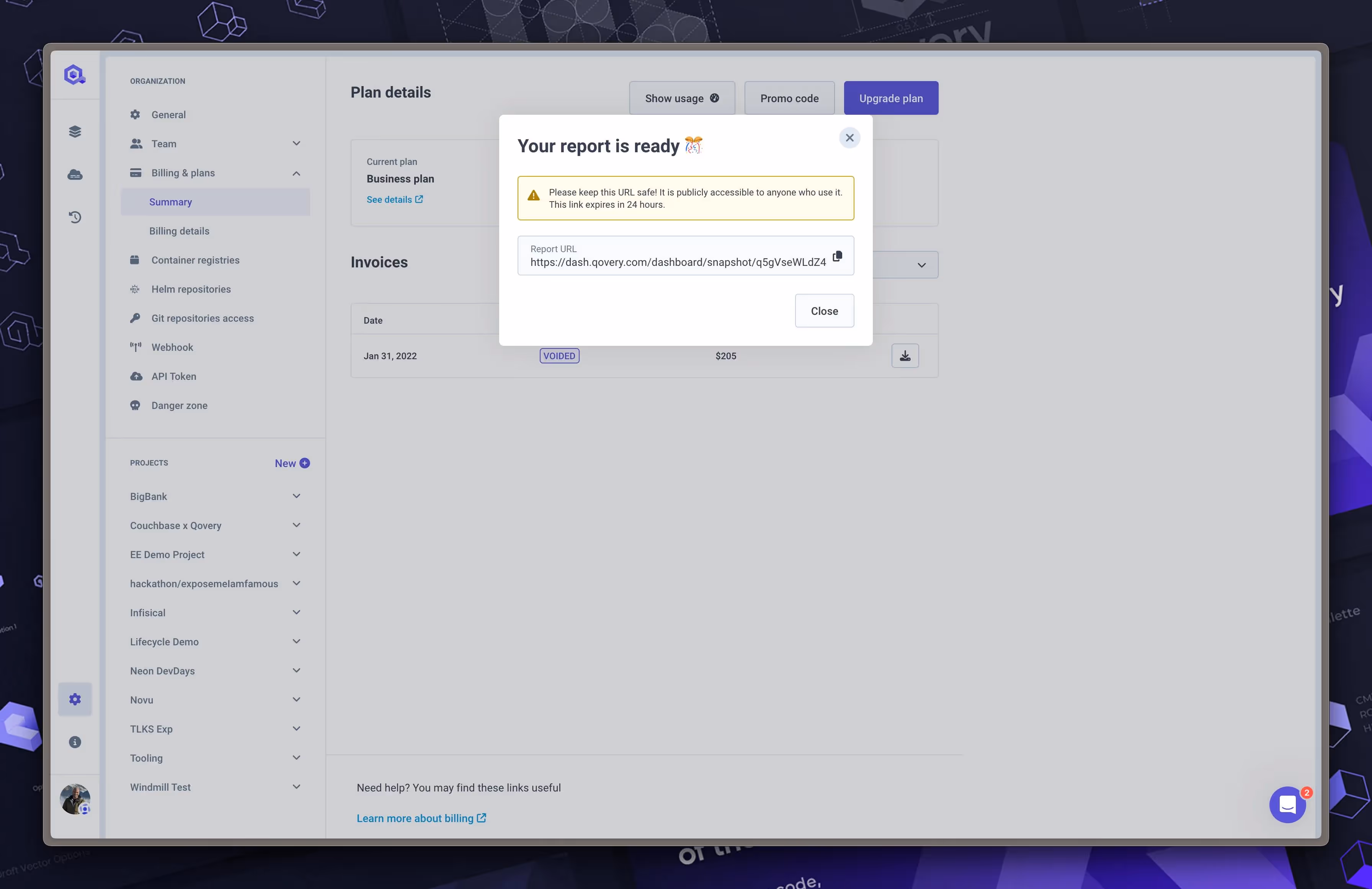 Copy your dashboard URL