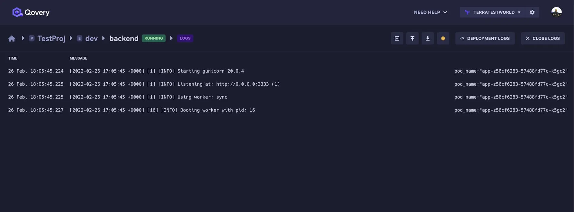 I can even watch my app logs in real time