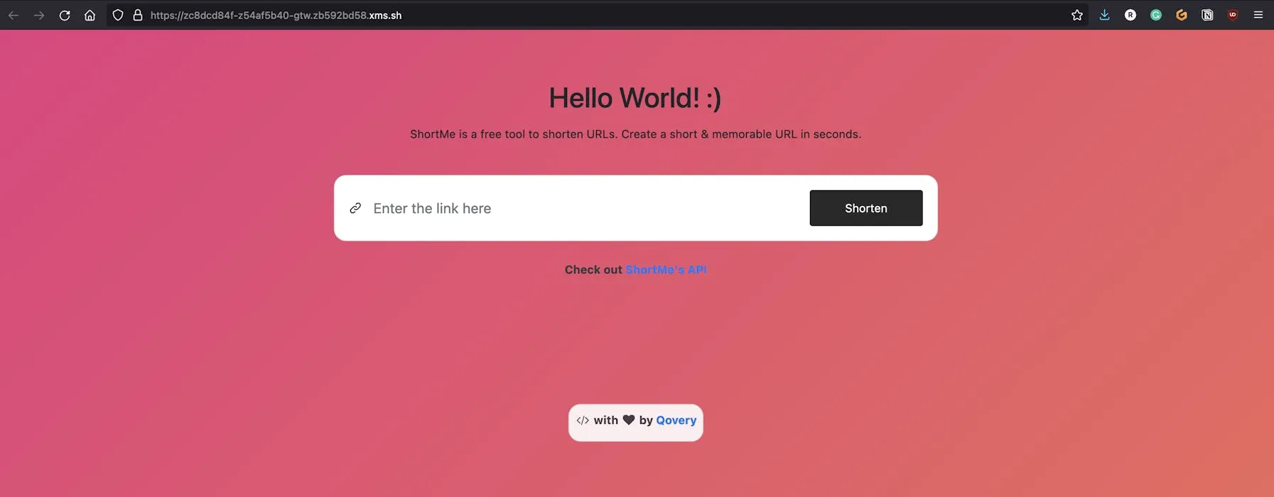 And this is my app accessible via a temporary domain and a TLS 😎
