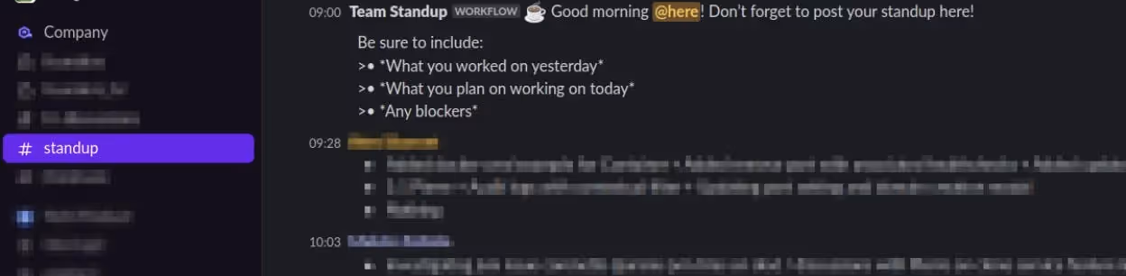 Qovery's Standup Thread on Slack