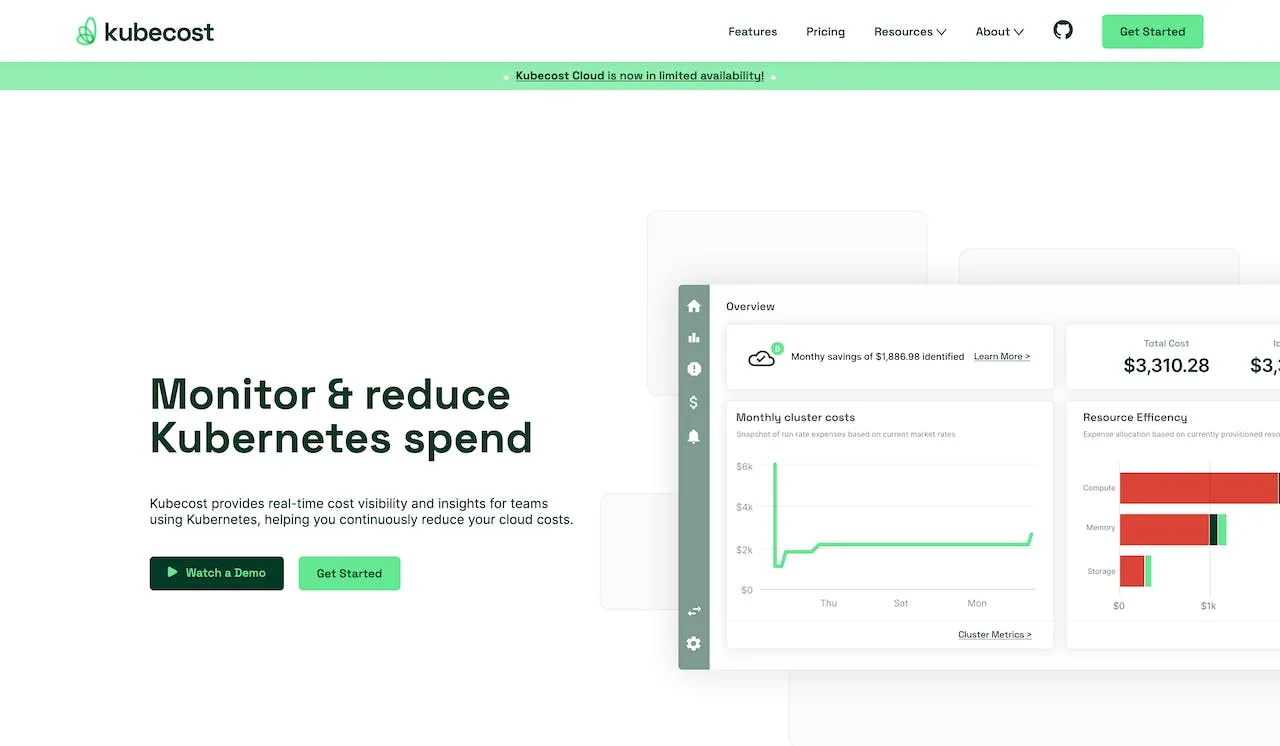 KubeCost Landing Page