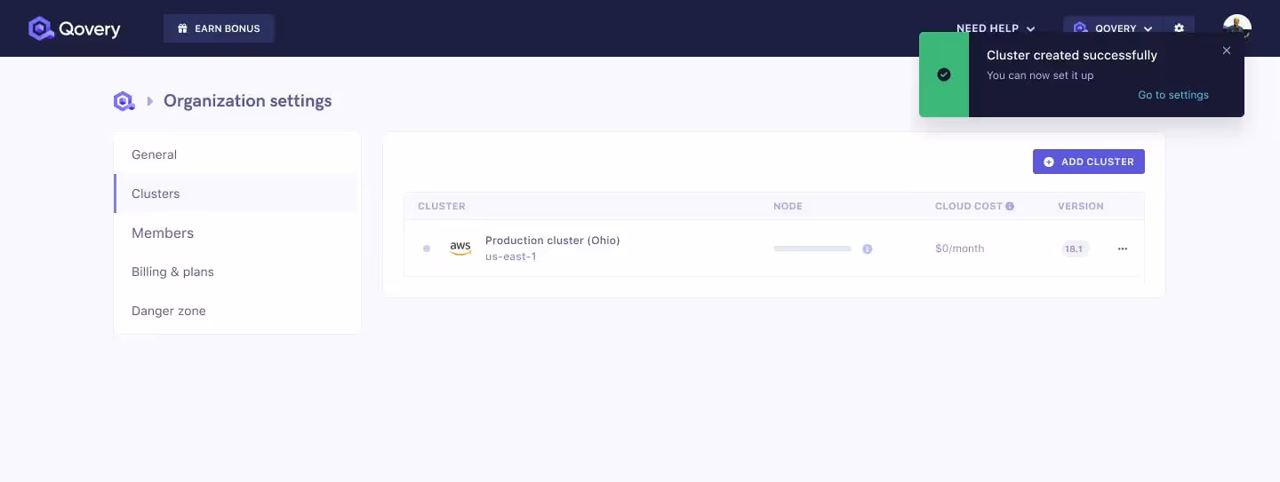 Your cluster is created!