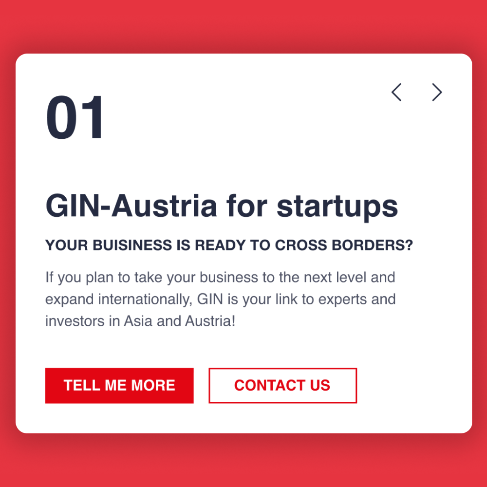Card Element des GIN Austria Designs auf rotem Hintergrund