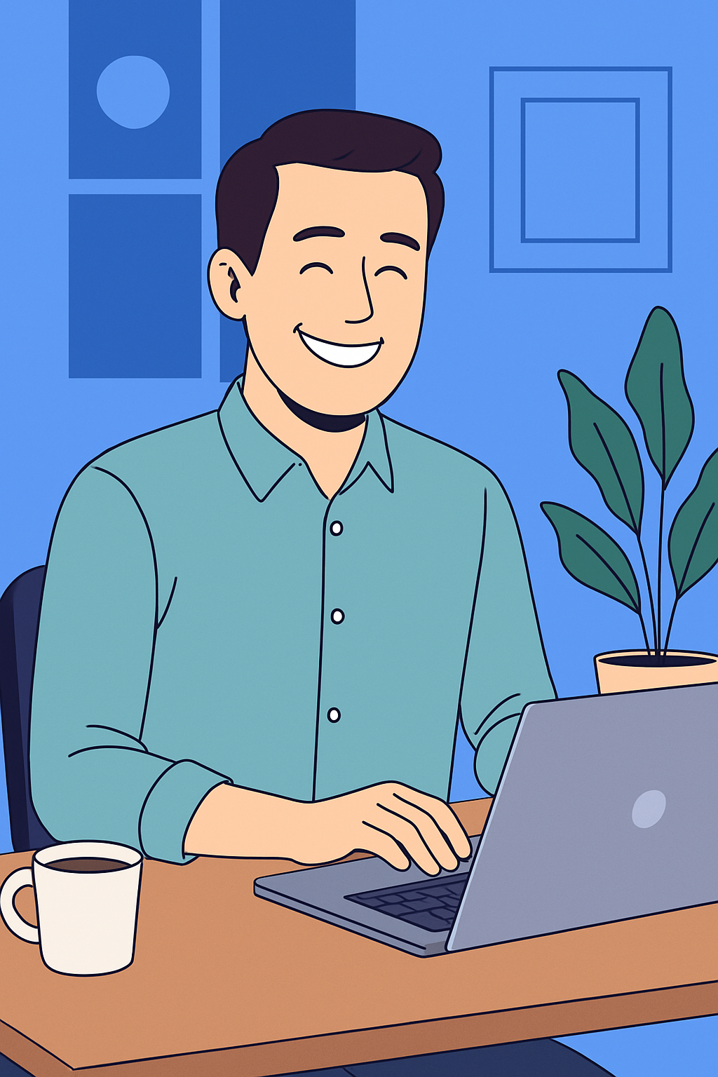 fröhlicher Mitarbeiter