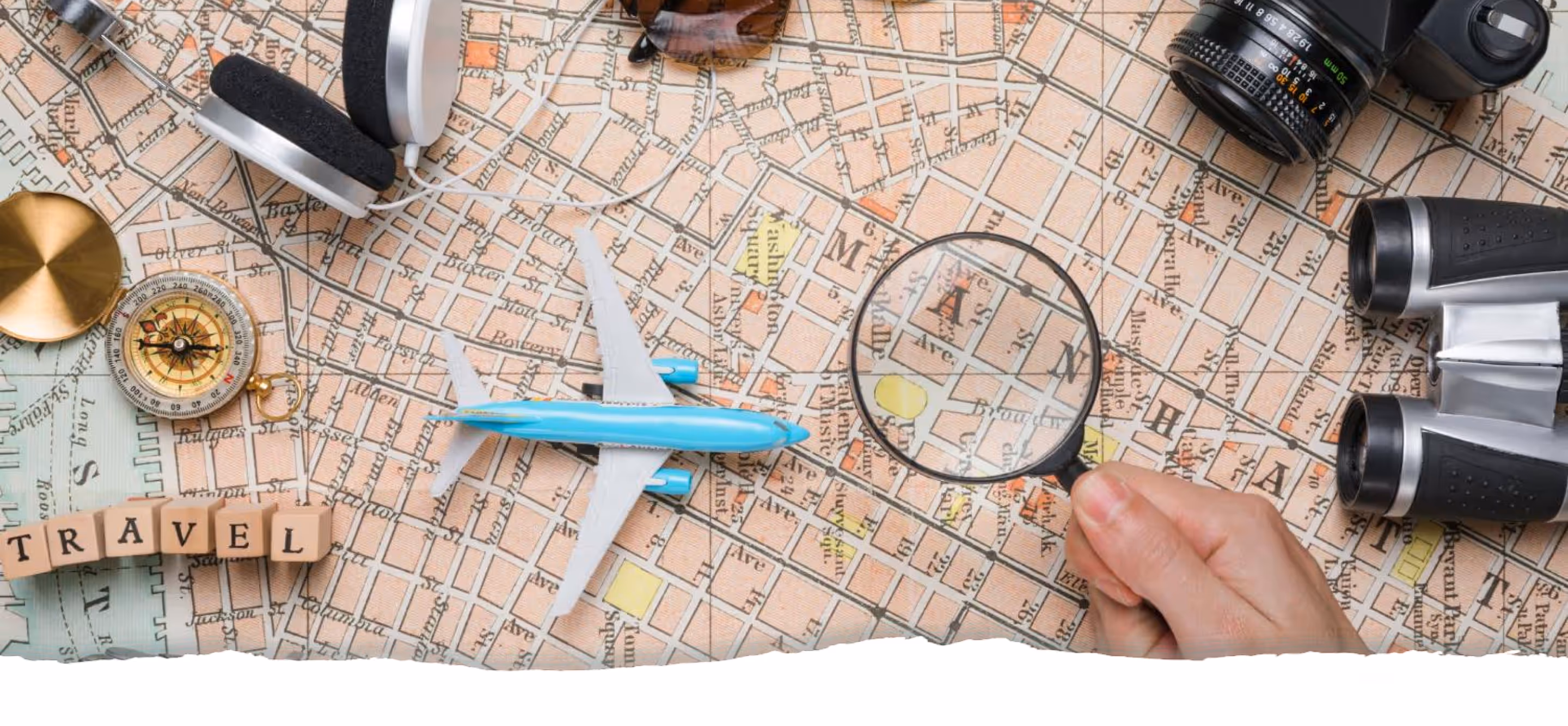 image of a magnifying glass over a map