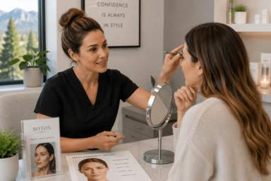 Provider discussing treatment goals during a Botox consultation in Redmond, Oregon