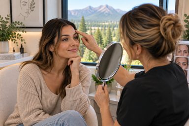 Young woman receiving preventative Botox treatment at a medical spa in Redmond, Oregon
