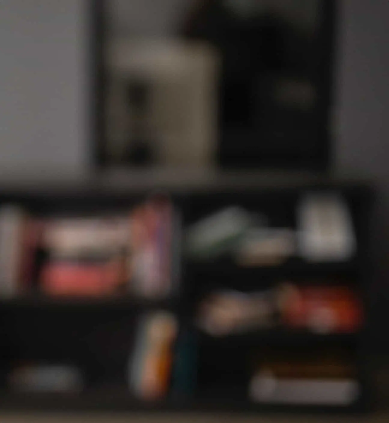 Blurred image of bookshelf filled with books