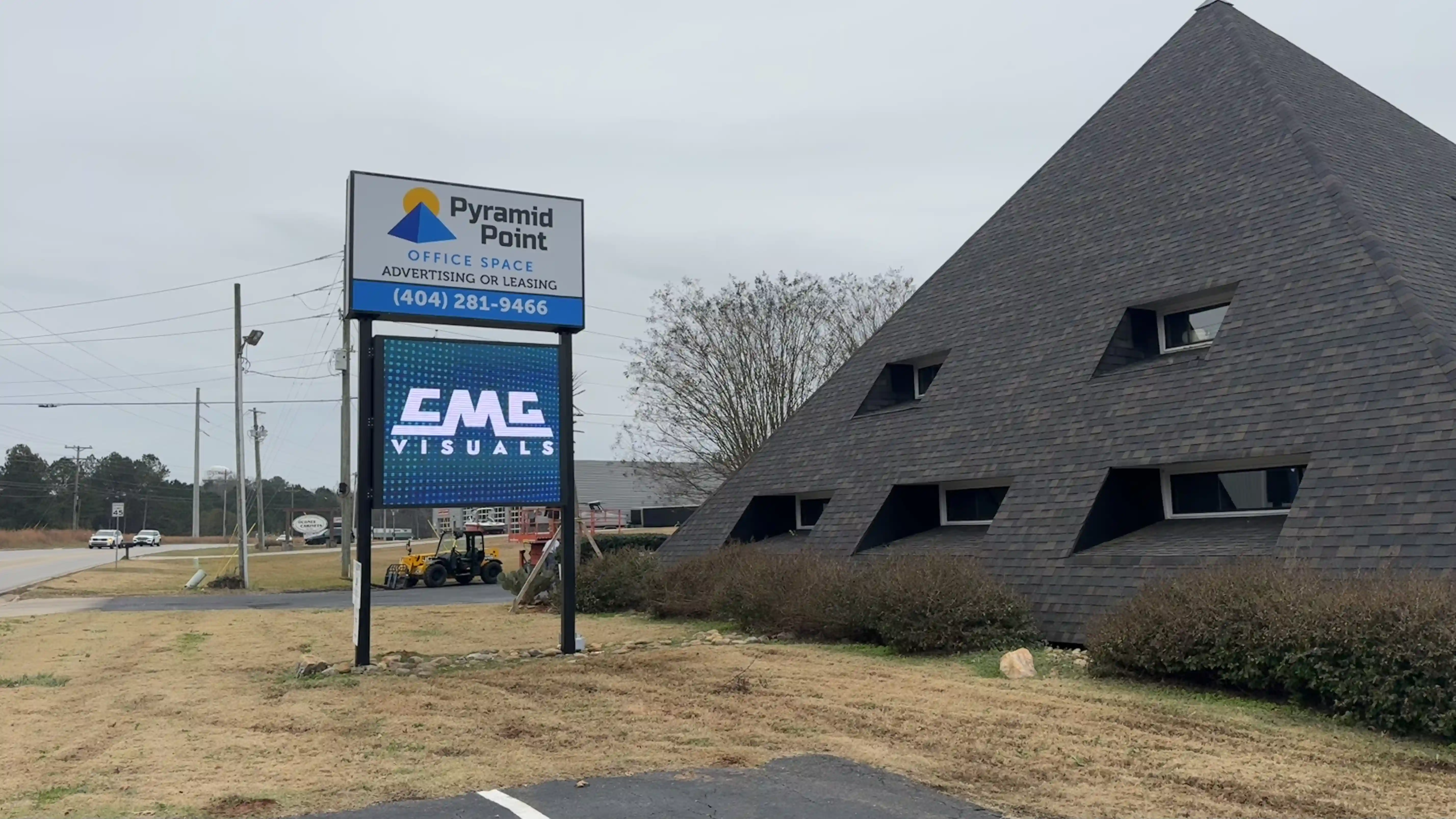 Outdoor digital LED sign installation for commercial property with CMG Visuals display system