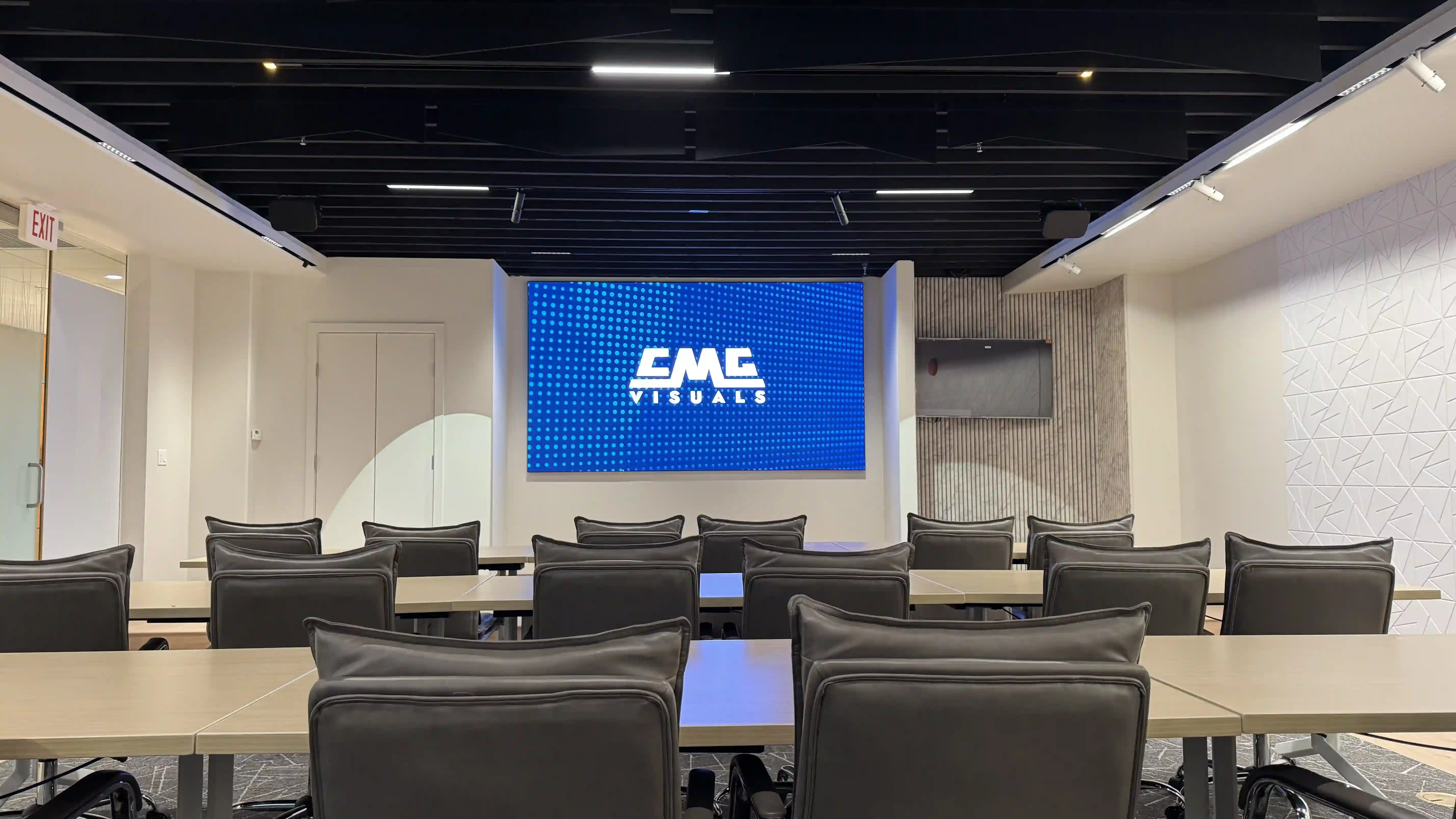 Large 135" LED Screen installed for WAC Lighting at their Long Island HQ.