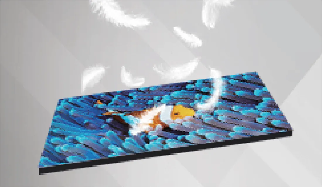 Slim 1609 Mega Series cabinet held at an angle beside falling feathers, showing its low weight