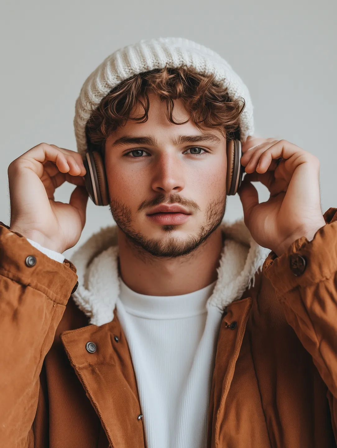 man wearing earphones
