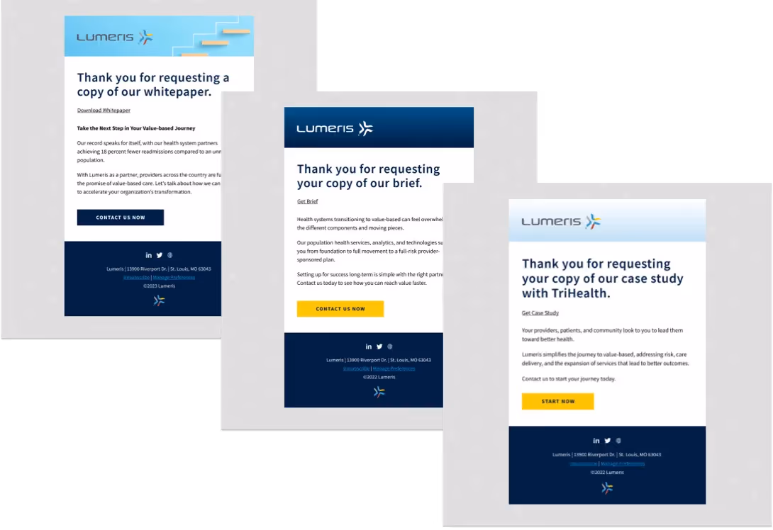 Lumeris 8 Asset Emails