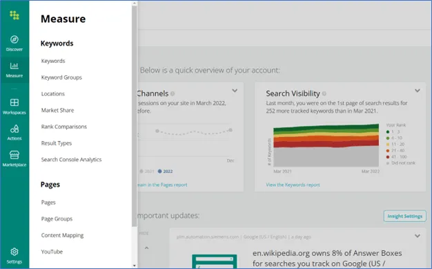 Screenshot of Conductor Searchlight interface.